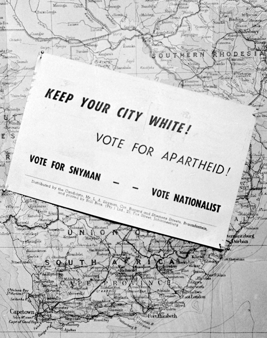 <p>D.F. Malan’s Afrikaner-based National Party (NP) wins a narrow election victory. For the next four decades, the NP will cling to power and institutionalise its ideology of racial ‘apartness’ — <em>apartheid</em>.</p>